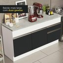 Ver mais imagens de Balcão de Pia Armário de Cozinha 150 cm 2 Portas e 2 Gavetas (Com Tampo) Branco/Preto Glamy Madesa