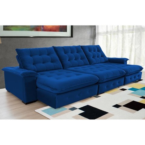 Sofá Coliseu Super Pillow 3,70m Azul