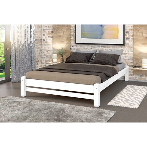 Cama de Casal Madeira Maciça cor Branca
