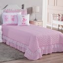 Ver imagem 2 de Cobre Leito Com Babado Bordado Ballet Solteiro 5 Peças - Rosa AQUARELA ENXOVAIS