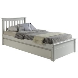 Conjunto Cama Solteiro Inglesa com Cama Auxiliar em Madeira Maciça Mv Outlet Branco - 2
