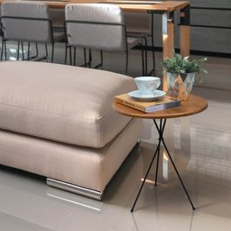Apoio Mesa Sala 45cm Mesinha Lateral Sofá Metal Madeira - 1