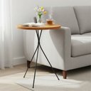 Ver imagem 1 de Apoio Mesa Sala 45cm Mesinha Lateral Sofá Metal Madeira