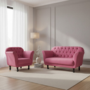 Ver imagem 2 de Kit Namoradeira + 1 Poltrona Decorativa Dália Veludo Rosa