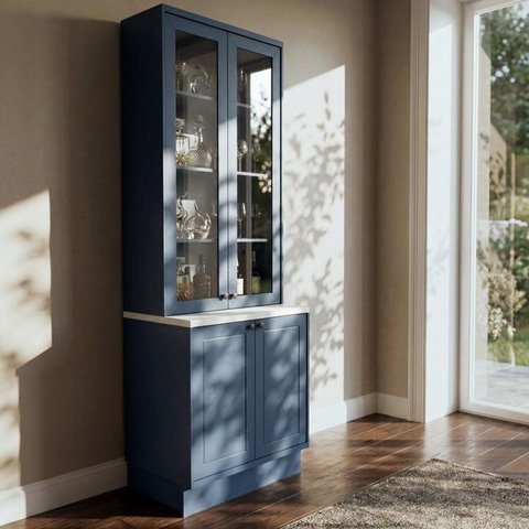 Cristaleira 80cm 100% MDF com Tampo Sevilha Azul/Órion/Cinza Argila