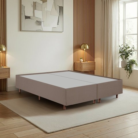 Cama Box Queen Estofada em Madeira Maciça Base Reforçada Santorini Espresso Móveis Marrom