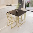 Ver imagem 1 de Conjunto Mesa de Jantar Quadrada Preta 2 Cadeiras Estofado Riviera Industrial Don Castro Branco