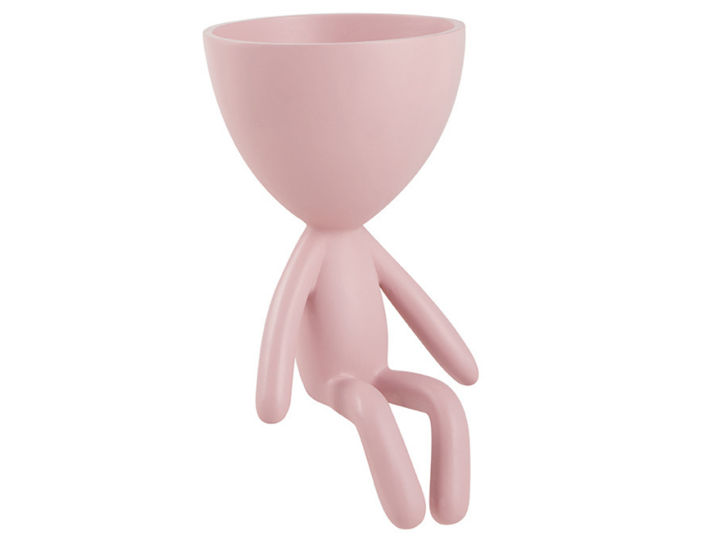 Cachepot Vaso Rosa Decorativo Poliresina Robert Sentado