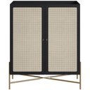 Ver imagem 1 de Armário Bar para Sala 2 Portas 93cm Industrial Indy A03 Nero Dourado