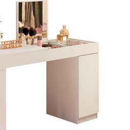 Escrivaninha Penteadeira Camarim Mesa de Maquiagem com Espelho Love Branco Fosco - Mabe Magazine - 2