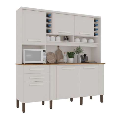 Armário de Cozinha 6 Portas 2 Gavetas Catar Branco