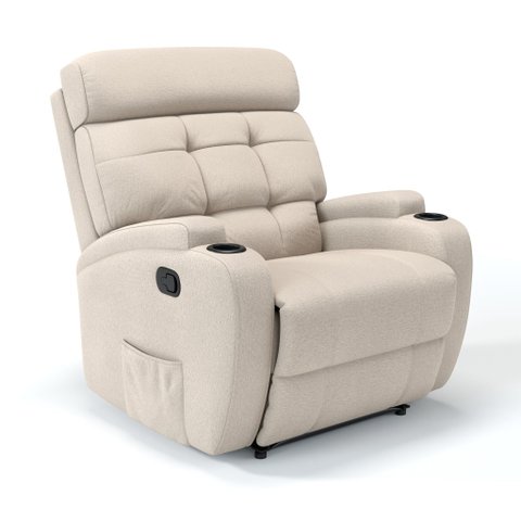 Poltrona do Papai Reclinável em Tecido Linho Cor Bege Reclinação Manual - Modelo Florença