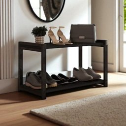 Sapateira Multiuso Industrial Atenas de Metal 2 Prateleiras Mdf:preto-preto - 5