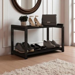 Sapateira Multiuso Industrial Atenas de Metal 2 Prateleiras Mdf:preto-preto - 3