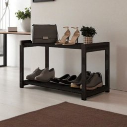 Sapateira Multiuso Industrial Atenas de Metal 2 Prateleiras Mdf:preto-preto - 4
