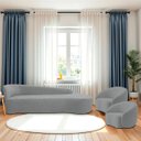 Ver imagem 1 de Kit Divã Recamier Orgânico França 220cm Lado Direito e 2 Poltronas Amore Bouclé