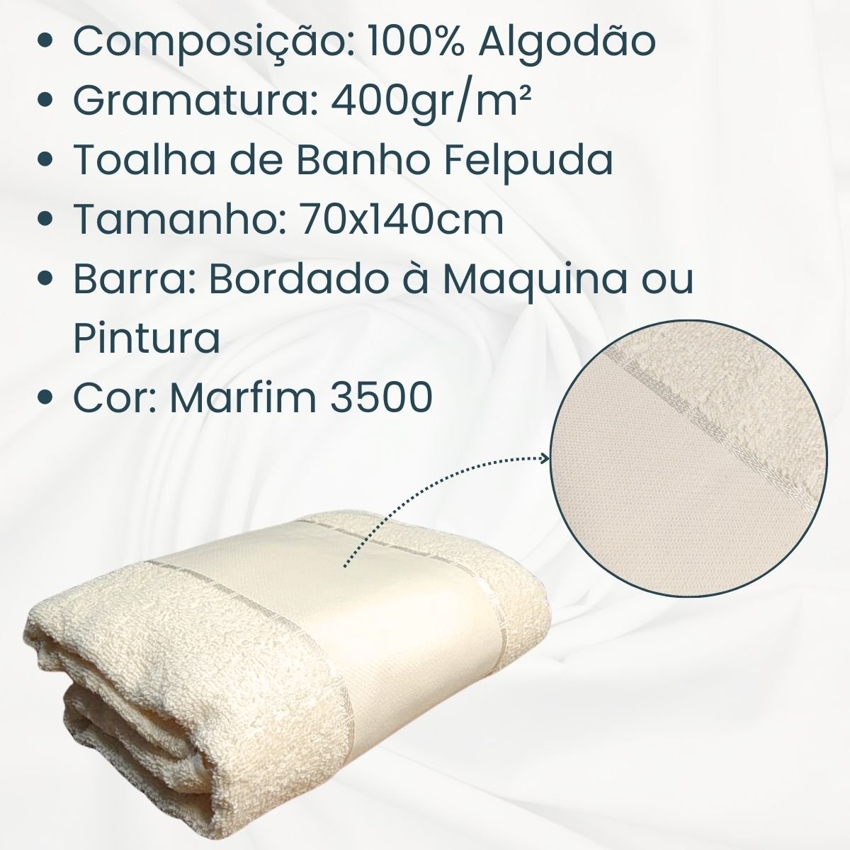 Toalha de Banho Dohler Multiarte Felpuda para Pintar Bordar:marfim 3500 - 2