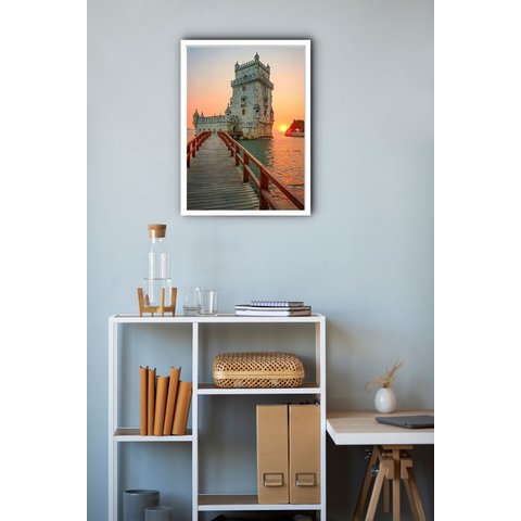Quadro Decorativo Torre de Belém Portugal - 70x50cm:moldura Preta