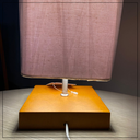 Ver imagem 3 de Kit 02 Abajur Quarto Pé Quadrado Madeira Cúpula Tecido Relevo