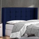 Ver imagem 1 de Cabeceira Cama Box Casal Queen Size Gioconda 160cm com Frame Veludo Azul Escuro - Abmaza