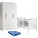 Ver imagem 1 de Berço Americano com Colchão e Guarda Roupa 4 Portas MDF Branco