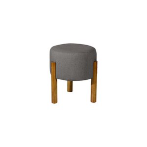 Puff Luxo Redondo com Pés de Madeira Conforto e Sofisticação - Chumbo