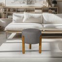 Ver imagem 2 de Puff Luxo Redondo com Pés de Madeira Conforto e Sofisticação - Chumbo