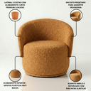Ver imagem 5 de Poltrona Giratória Orgânica Decorativa Capri Bouclé Suave Design Redondo Luxo P/ Leitura Sala Quarto