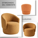 Ver imagem 2 de Poltrona Giratória Orgânica Decorativa Capri Bouclé Suave Design Redondo Luxo P/ Leitura Sala Quarto
