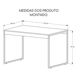 Mesa Industrial Retangular 120x80 Pé Metal Cozinha Jantar:preto/preto - 2