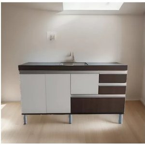 Balcão Gabinete sem Tampo para Pia de 150cm Donatelo Branco e Preto Fosco em 100%mdf15mm