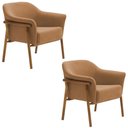 Ver imagem 4 de Kit 02 Poltronas Luna Base Madeira Bouclé Terracota - Nexta Casa