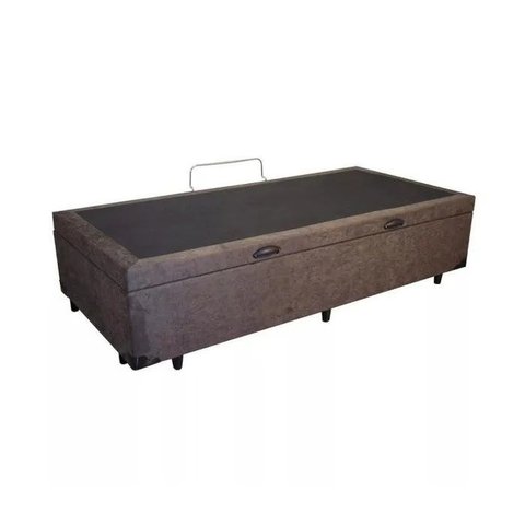 Cama Box Bau Solteiro Suede Premium Santo Box 47x88x188:marrom