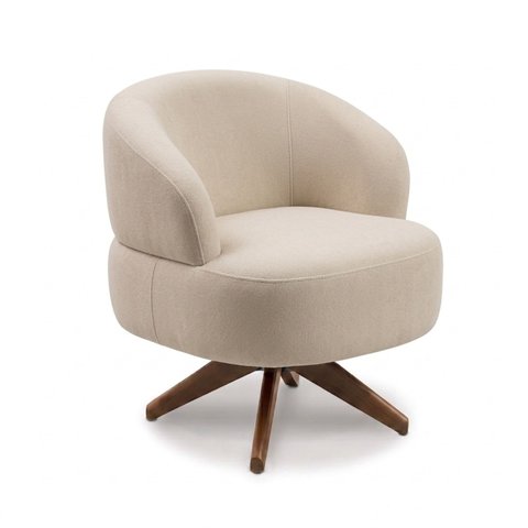 Poltrona Decorativa Chair Bouclé Aveia Premium Giratória Sala Dekorien