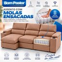 Ver imagem 3 de Sofá 3 Lugares 2,30m Retrátil e Reclinável Malibu Bom Pastor Castor Veludo PU