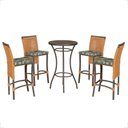 Ver imagem 1 de Mesa Bistrô e 4 Banquetas Roma Marrom Corda Náutica Estofado 5 Trama Original
