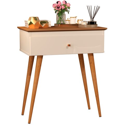 Aparador Buffet Penteadeira Europa Pés Madeira- Off White Freijó