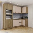 Ver imagem 1 de Cozinha Projetada Completa 6 Peças 2,59m X 0,98m Linha Curve Kappesberg - Nogueira/macadâmia