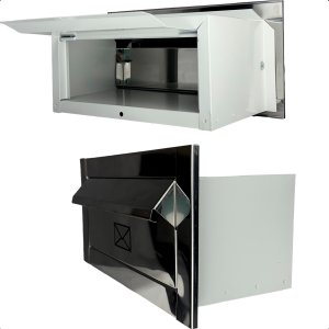 Caixa de Correio Frente Inox Polido Corpo em Aço Embutir na Parede - Arkell