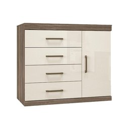 Cômoda de Quarto 1.4 Plus 1 Porta e 4 Gavetas Castanha/Off White - Santos Andirá - 1