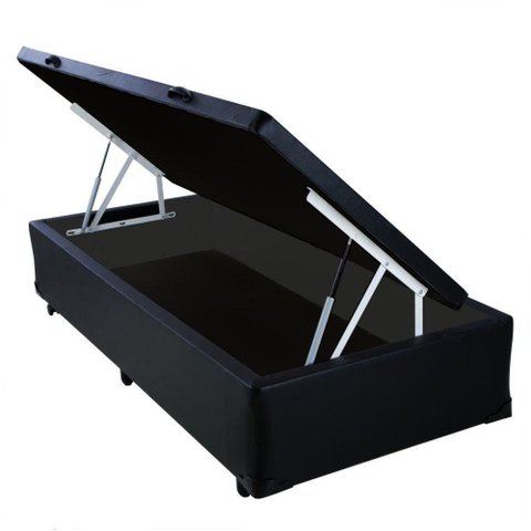 Cama Box com Baú Solteiro Blindado Solteirão Estrutura em Madeira Sintético Preto Homequeen
