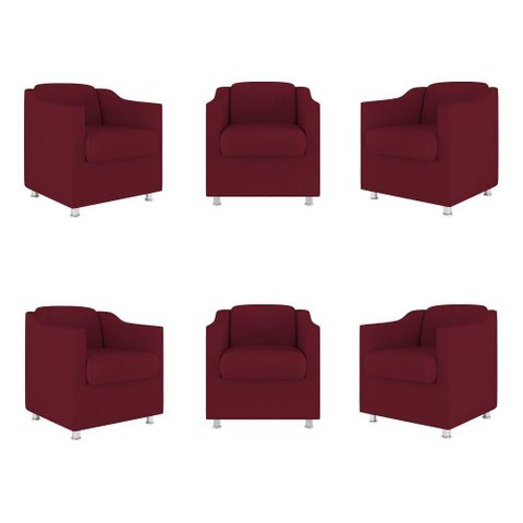 Kit 06 Poltronas Tilla Consultório Recepção Sala Suede Balaqui Decor Cor:marsala