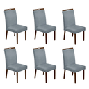 Ver imagem 1 de Kit 6 Cadeiras de Jantar Madeira Maciça em Linho Heloísa Cor da Estrutura:mel;cor do Assento:cinza L