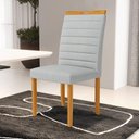 Ver imagem 3 de Kit com 6 Cadeiras Sara Madeira Maciça Estofadas para Mesa de Jantar Linho Cinza 407
