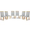 Kit com 6 Cadeiras Sara Madeira Maciça Estofadas para Mesa de Jantar Linho Cinza 407 - 1
