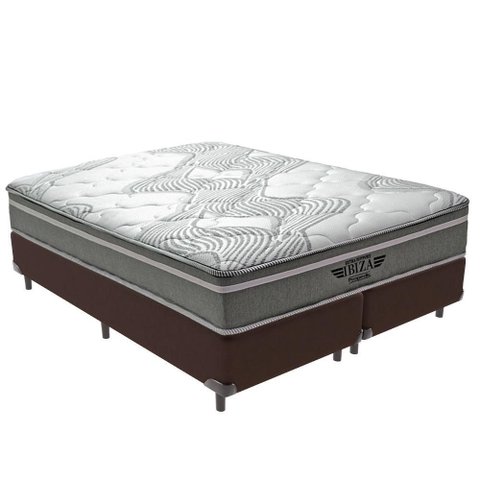 Cama Box com Colchão King Ibiza Pillow Top Molas Ensacadas Tecido Sintético Vtech