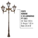 Ver imagem 4 de Poste Colonial Romano Jardim de Alumínio 03 Luminária 2,50m
