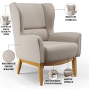 Ver imagem 4 de Poltrona Decorativa Fixa Base de Madeira Milena D02 Linho Bege C-107 - Lyam Decor