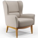 Ver imagem 2 de Poltrona Decorativa Fixa Base de Madeira Milena D02 Linho Bege C-107 - Lyam Decor