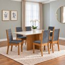 Ver imagem 1 de Conjunto Sala de Jantar Mesa Lana 160cm Tampo MDF Canto Reto 6 Cadeiras Evelin